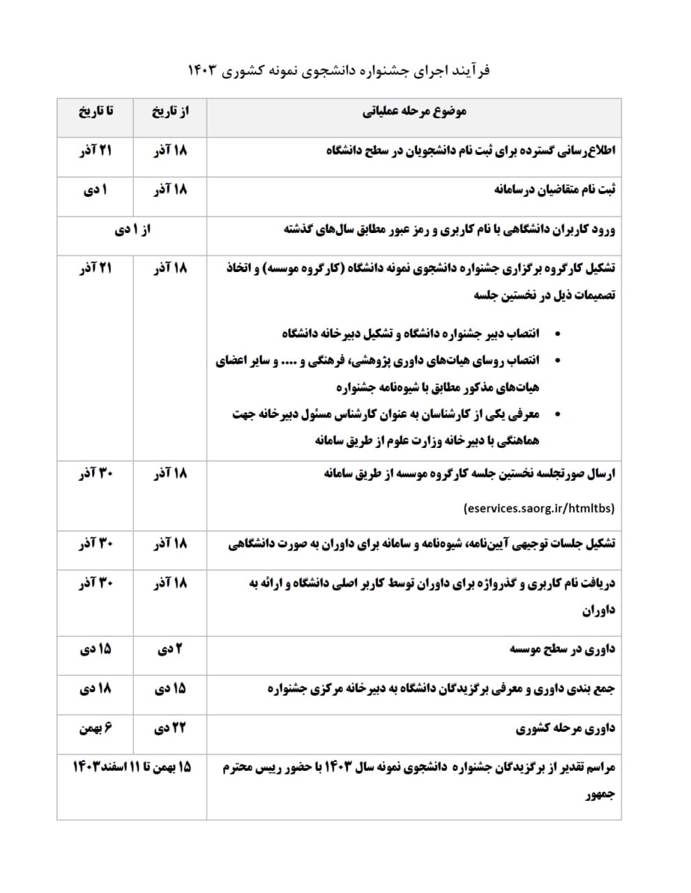 فراخوان سي و دومين جشنواره دانشجوي نمونه کشوري در سال 1403